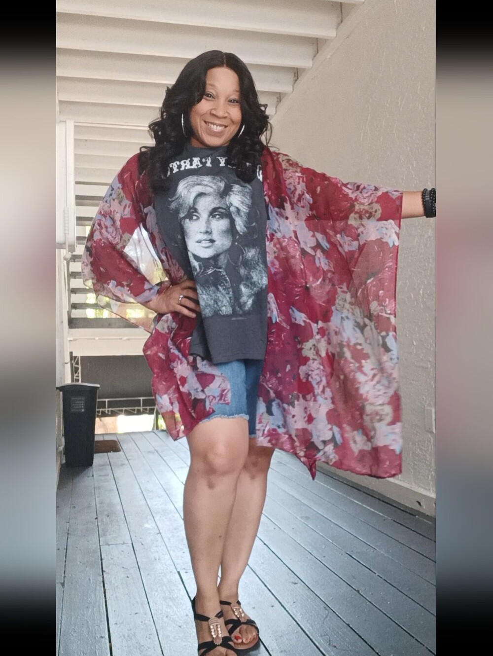 Upcycled Dolly Parton Tshirt/Poncho